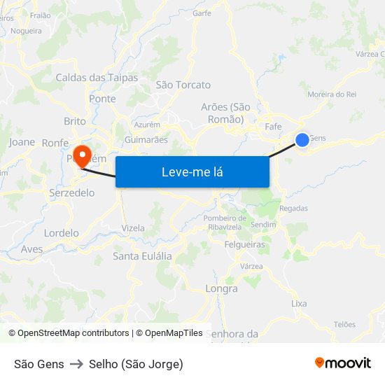 São Gens to Selho (São Jorge) map