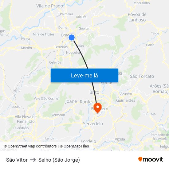 São Vítor to Selho (São Jorge) map