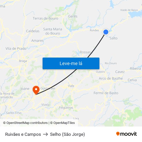 Ruivães e Campos to Selho (São Jorge) map