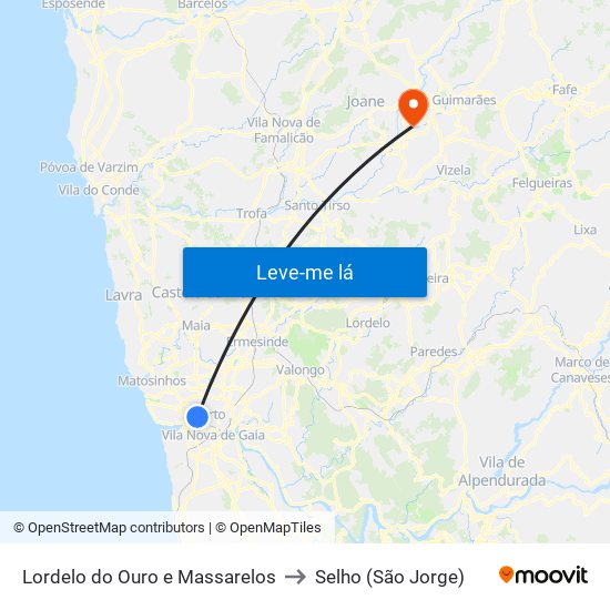 Lordelo do Ouro e Massarelos to Selho (São Jorge) map