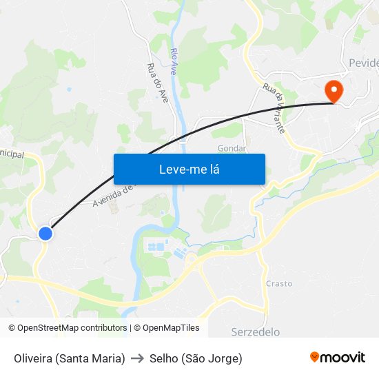 Oliveira (Santa Maria) to Selho (São Jorge) map