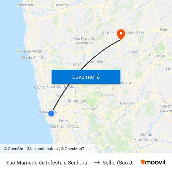 São Mamede de Infesta e Senhora da Hora to Selho (São Jorge) map