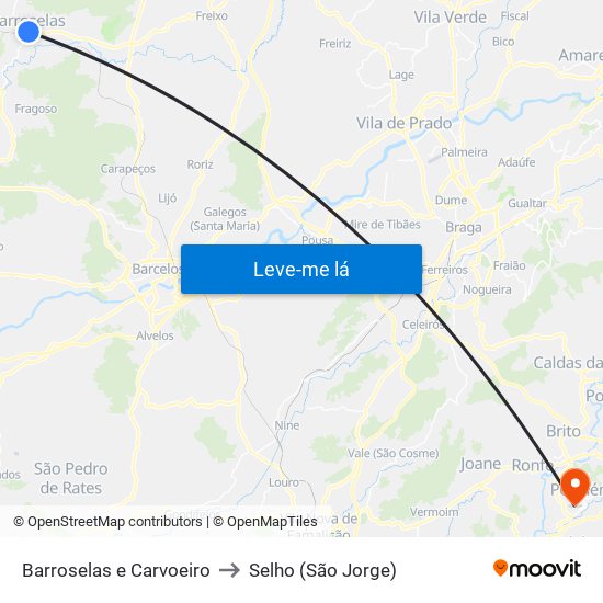 Barroselas e Carvoeiro to Selho (São Jorge) map