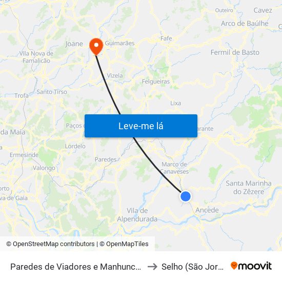 Paredes de Viadores e Manhuncelos to Selho (São Jorge) map