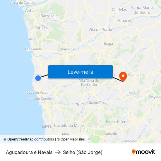 Aguçadoura e Navais to Selho (São Jorge) map