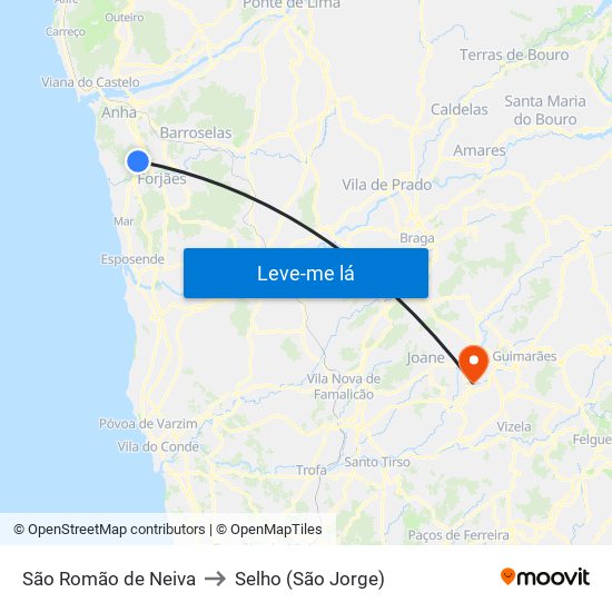 São Romão de Neiva to Selho (São Jorge) map