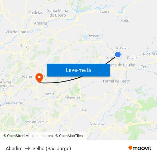 Abadim to Selho (São Jorge) map