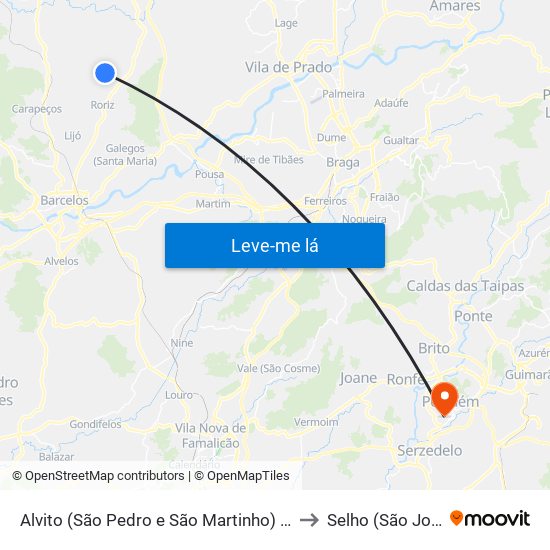 Alvito (São Pedro e São Martinho) e Couto to Selho (São Jorge) map