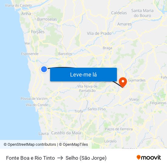 Fonte Boa e Rio Tinto to Selho (São Jorge) map