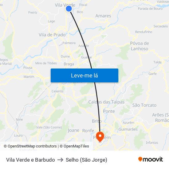Vila Verde e Barbudo to Selho (São Jorge) map