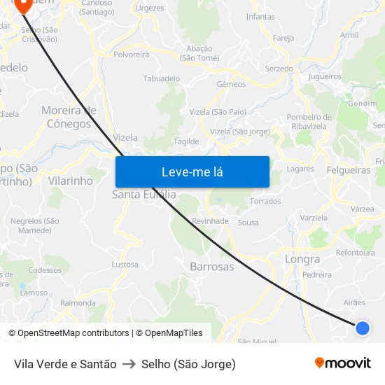 Vila Verde e Santão to Selho (São Jorge) map