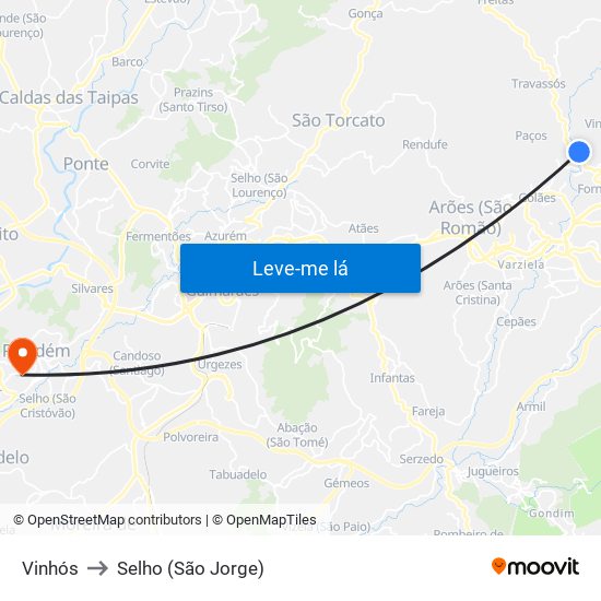 Vinhós to Selho (São Jorge) map