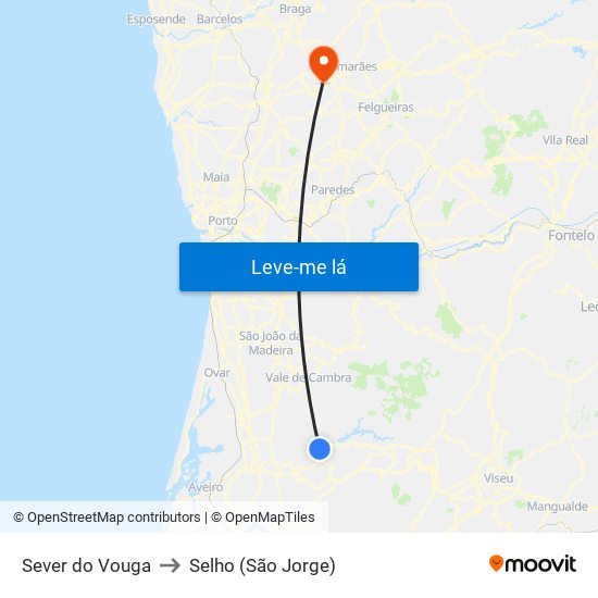 Sever do Vouga to Selho (São Jorge) map