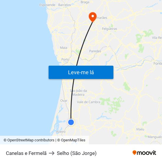 Canelas e Fermelã to Selho (São Jorge) map