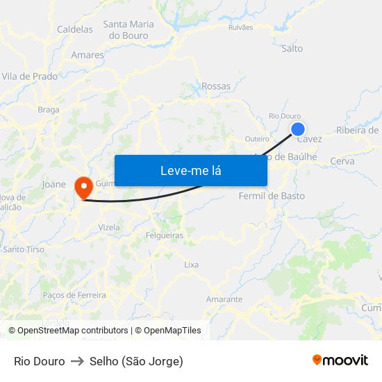 Rio Douro to Selho (São Jorge) map