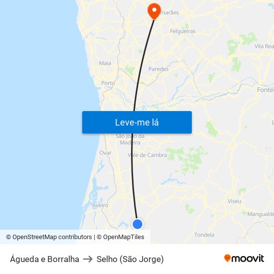 Águeda e Borralha to Selho (São Jorge) map