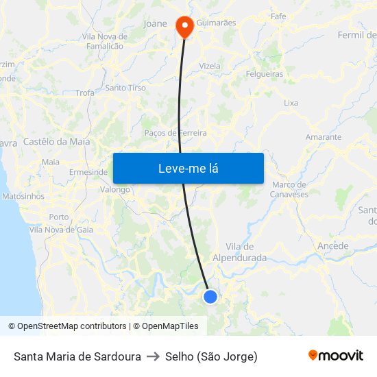 Santa Maria de Sardoura to Selho (São Jorge) map