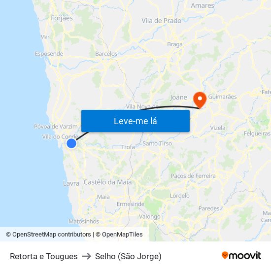 Retorta e Tougues to Selho (São Jorge) map