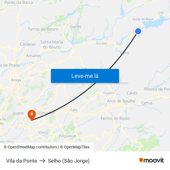 Vila da Ponte to Selho (São Jorge) map