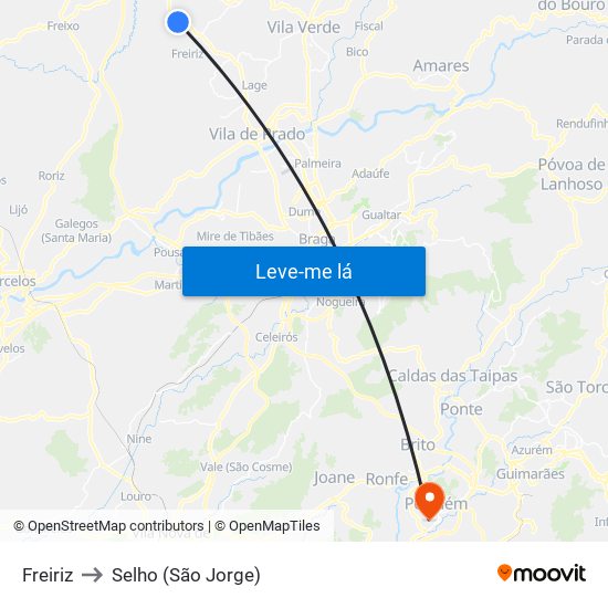 Freiriz to Selho (São Jorge) map