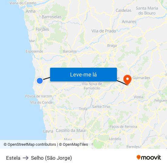 Estela to Selho (São Jorge) map