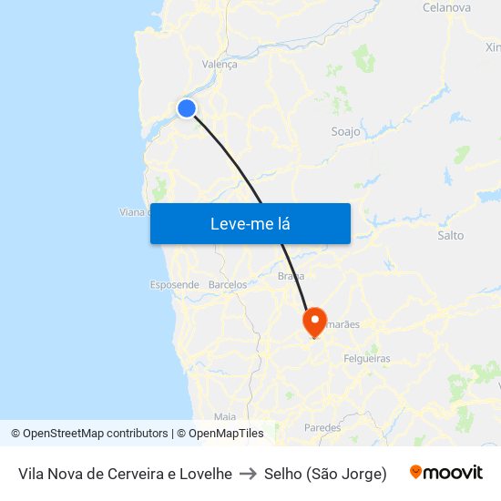 Vila Nova de Cerveira e Lovelhe to Selho (São Jorge) map