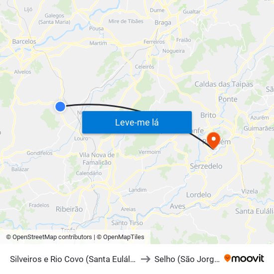 Silveiros e Rio Covo (Santa Eulália) to Selho (São Jorge) map