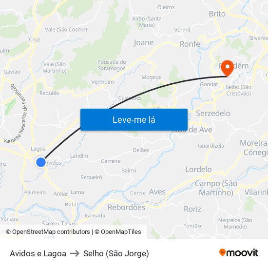 Avidos e Lagoa to Selho (São Jorge) map