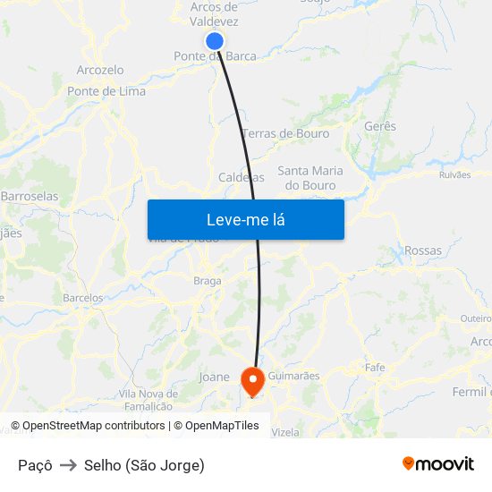 Paçô to Selho (São Jorge) map