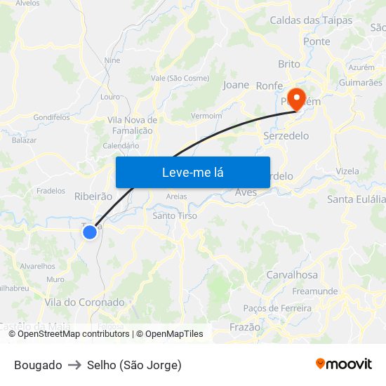 Bougado to Selho (São Jorge) map