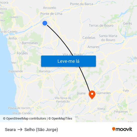Seara to Selho (São Jorge) map