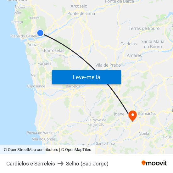 Cardielos e Serreleis to Selho (São Jorge) map