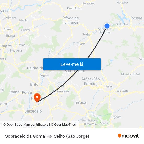 Sobradelo da Goma to Selho (São Jorge) map