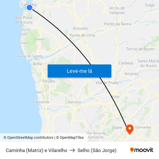 Caminha (Matriz) e Vilarelho to Selho (São Jorge) map