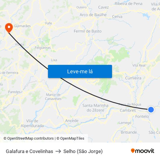 Galafura e Covelinhas to Selho (São Jorge) map