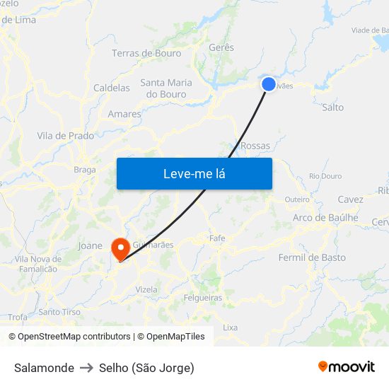 Salamonde to Selho (São Jorge) map