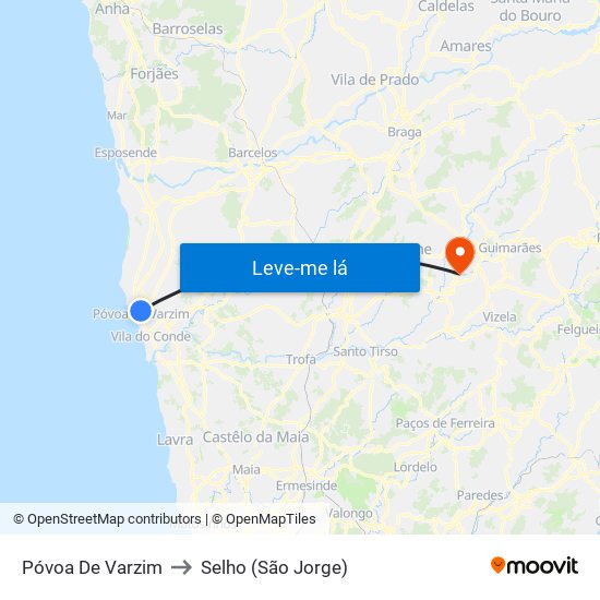 Póvoa De Varzim to Selho (São Jorge) map