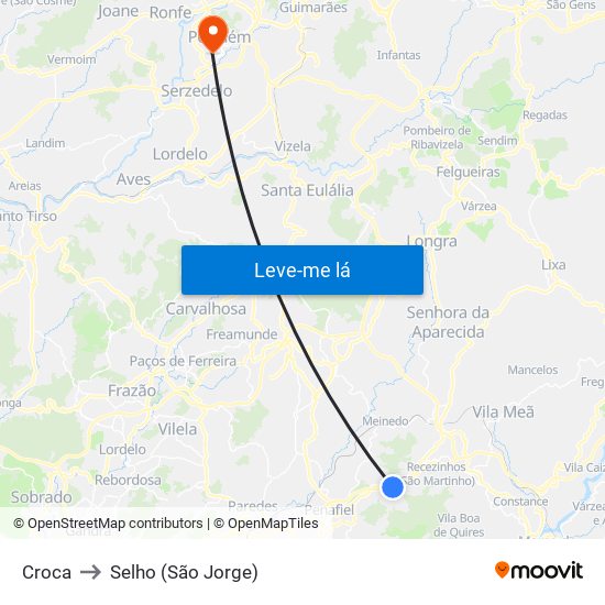 Croca to Selho (São Jorge) map