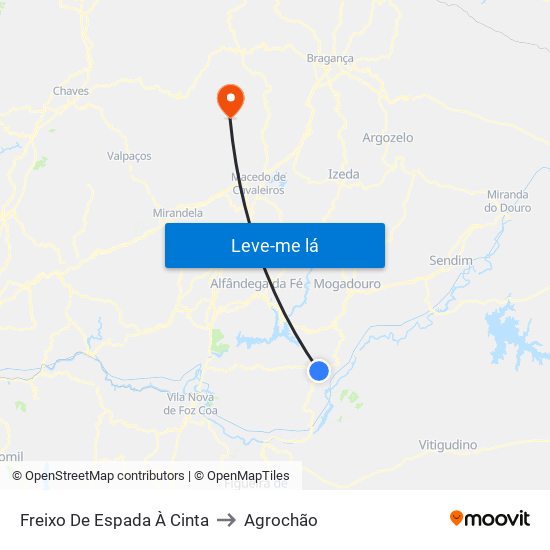 Freixo De Espada À Cinta to Agrochão map