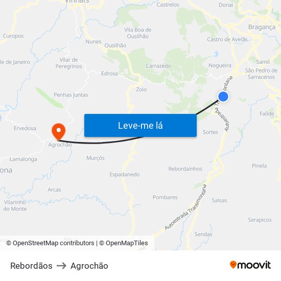 Rebordãos to Agrochão map