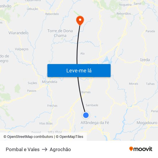 Pombal e Vales to Agrochão map