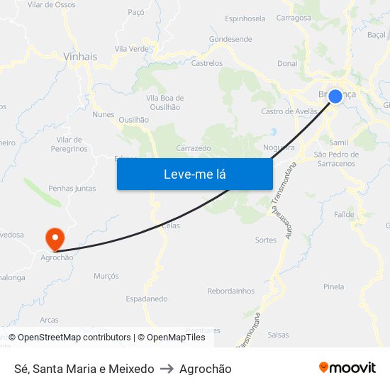 Sé, Santa Maria e Meixedo to Agrochão map