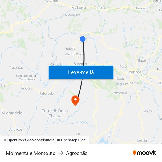 Moimenta e Montouto to Agrochão map