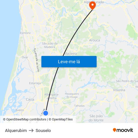 Alquerubim to Souselo map