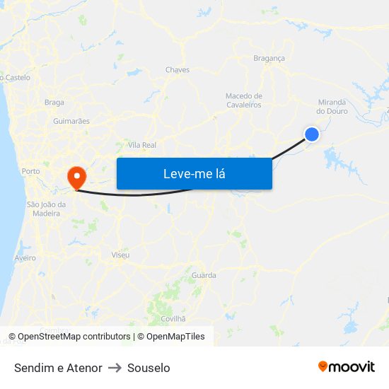 Sendim e Atenor to Souselo map
