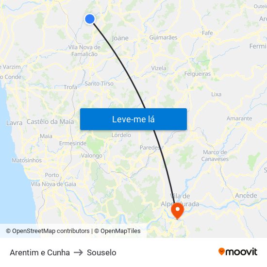 Arentim e Cunha to Souselo map