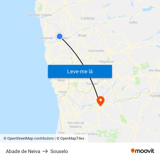 Abade de Neiva to Souselo map