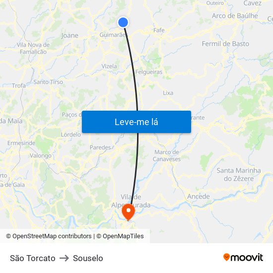 São Torcato to Souselo map