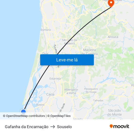 Gafanha da Encarnação to Souselo map