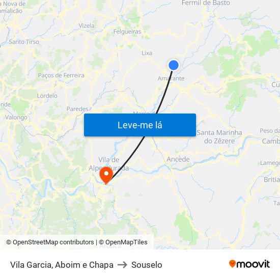 Vila Garcia, Aboim e Chapa to Souselo map